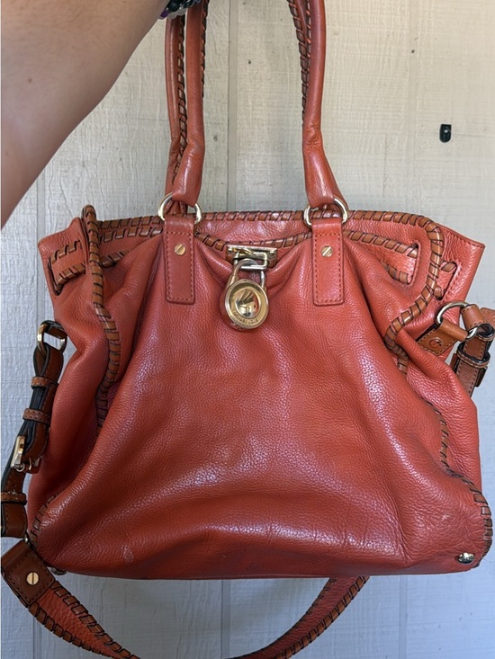 Michael Kors Handbags - Michael Kors Burnt Orange Leather Shoulder Tote with Gold Hardware